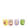 Tealight holder glass with pendant 8x8x9.5cm 4 assorted mix