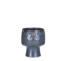 Pot gezicht blauw - h14,5xd12,5cm