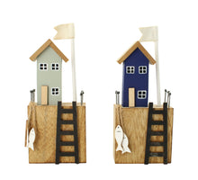 Figurine wood 6.5x4x16.5cm 2 assorted blue