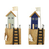 Figurine wood 6.5x4x16.5cm 2 assorted blue