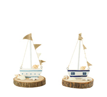 Figurine wood 10x10x14.5cm 2 assorted blue