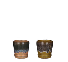 Eros pot rond blauw groen 2 assorti - h7,5xd7,5cm
