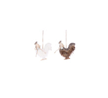 Ornament kip beige bruin 2 assorti - l11xb9,5cm