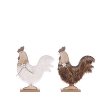 Decoratie kip beige bruin 2 assorti - l20xb5xh25cm