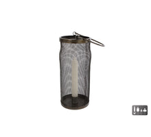 Windlicht met kaarsenhouder L zwart metaal 10x10x23 cm