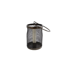 Windlicht met kaarsenhouder S zwart metaal 9x9x13 cm