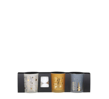 Tea light holder white gold blue set of 3 incl. tea light - h8xd7cm