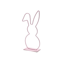 Metal bunny on base 17x40cm pink