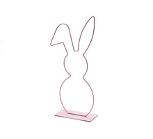 Metal bunny on base 21x50cm pink