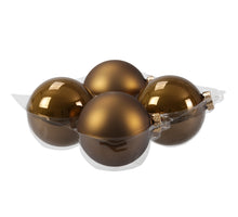 cb. 4 glassballs/cap mustard gold 100 mm