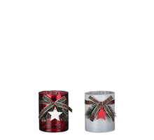Tea light holder star white red 2 assorted - h10xd8cm