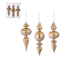 Ornament druppel glas goud antiek 3 stuks - h17xd6,5cm