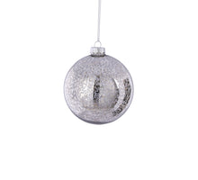 Kerstbal glas zilver antiek - d10cm