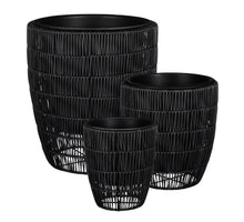 Peta pot rond zwart set van 3 - h42xd38cm