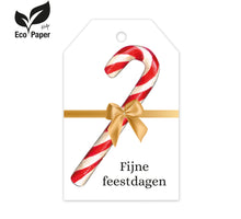 Pakje a 20 kaartjes - Candy Cane - Fijne feestdagen - Eco
