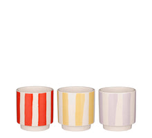 Pot rond lila geel rood 3 assorti - h12,5xd12cm