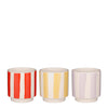 Round pot, lilac, yellow, red, 3 assorted - h12.5xd12cm