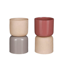 Pot rond grijs lila 2 assorti - h25xd13,5cm