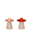 Kandelaar roze oranje 2 assorti - h12xd10cm