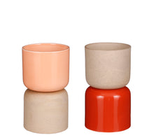 Pot rond roze oranje 2 assorti - h25xd13,5cm
