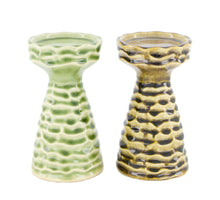 Candle holder ceramic 9x9x16cm Mixed green