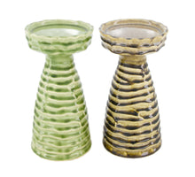 Candle holder ceramic 12x12x23cm Mixed green