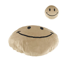 Cushion round smiley polyester 58x58x8cm Brown