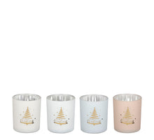 Theelicht houder boom roze bruin grijs wit 4 assorti - h8xd7cm