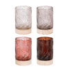Tea light holder on wooden base off-white gray pink brown 4 assorted h14xd8.5cm