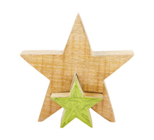 Star mango wood 18x3.3x18cm Green mix