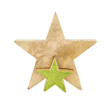 Star mango wood 28x3.3x28cm Green mix