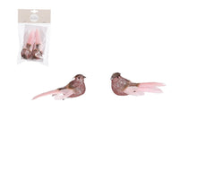 Clip vogel roze 2 stuks - l12xb4xh4,5cm