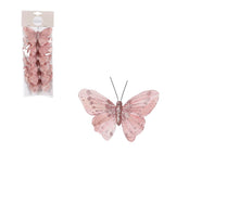 Pink butterfly clip, 6 pieces - l10xb7xh2.5cm