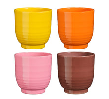 Lisa pot rond geel d.rood roze oranje 4 assorti - h13,5xd13,5cm