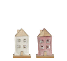 Decoratie huis wit roze 2 assorti - l10xb5xh16,5cm