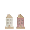 Decoratie huis wit roze 2 assorti - l10xb5xh16,5cm