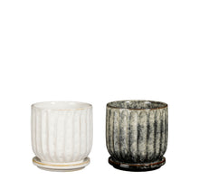 Tim pot round grey white 2 assorted - h12,5xd12,5cm