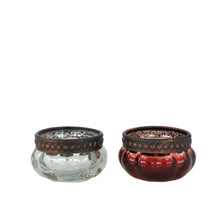 Tealight holder glass 5.5x5.5x3.5cm Silver mixed