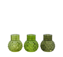 Tealight holder glass 7.8x7.8x8.8cm 3 mixed Green