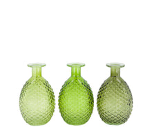 Bottle glass 9.8x9.8x16cm 3 mixed Green