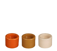 Candle holder l. brown cream orange 3 assorted - h5xd6.5cm