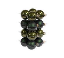 cb. 16 glasballen/cap pine green 80 mm