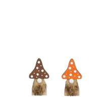 Paddestoel gnoom bruin oranje 2 assorti FSC Mix - l4,5xb8xh2cm
