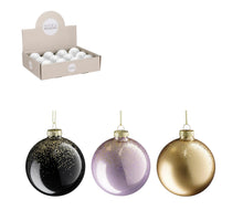 Kugel Glas schwarz l.lila gold 3 sortiert Display - d8cm