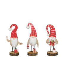 Decoratie gnoom rood 3 assorti FSC mix - l14xb7,5xh25cm