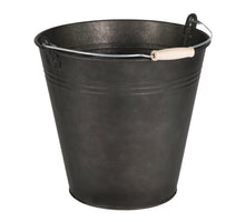 Zinc Vintage Black Bucket Wooden Handle D28H27cm