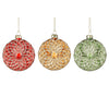 Bal glas bloem rood groen goud 3 assorti display - h3xd8cm