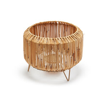 Reed lantern round Ø25,5x20cm natural + glass