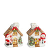 Decoratie huis kerstman sneeuwman l.bruin 2 assorti led battery operated - l13xb8xh15,5cm