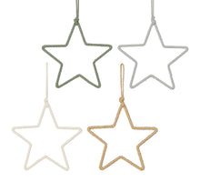 Decoratie ster grijs groen l.bruin wit 4 assorti - d20cm